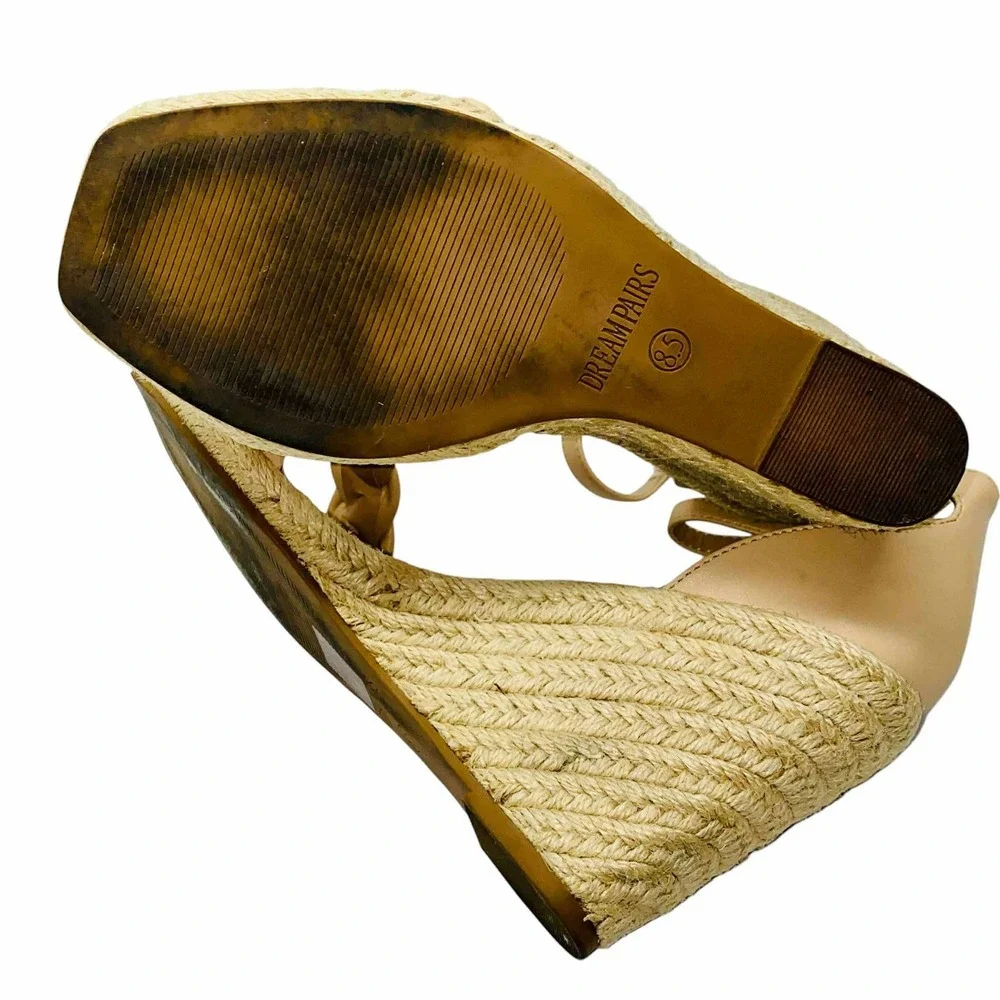 Espadrilles Braided Strap Square Toe Wedge Sandals Womens Size US 8.5‎